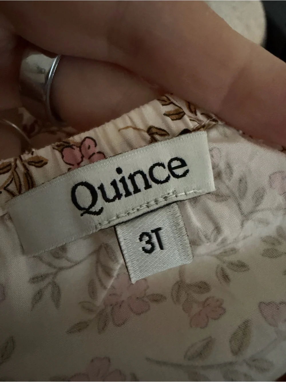 Quince Girls' Peach Floral Smocked Tiered Dress 3T